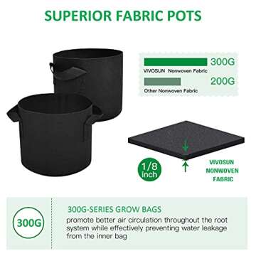 JNYONG 12-Pack 5 Gallon Thickened Non-Woven Grow Bags, Aeration Fabric Pots with Handles