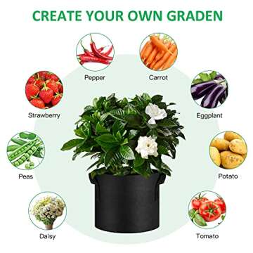 JNYONG 12-Pack 5 Gallon Thickened Non-Woven Grow Bags, Aeration Fabric Pots with Handles