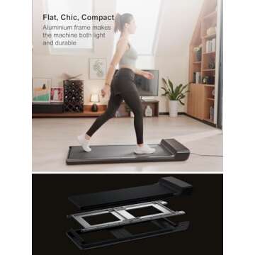 WALKINGPAD A1 Pro Walking Pad Folding Treadmill Smart Walk Slim Foldable Exercise Fitness Equipment Under Desk Running Indoor Outdoor Gym Maximum Load: 300 Lbs black