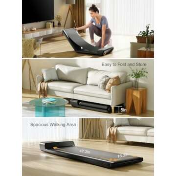 WALKINGPAD A1 Pro Walking Pad Folding Treadmill Smart Walk Slim Foldable Exercise Fitness Equipment Under Desk Running Indoor Outdoor Gym Maximum Load: 300 Lbs black