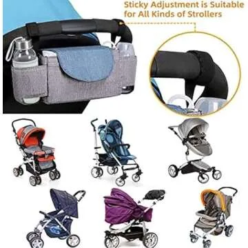 YWHWLX Universal Stroller Organizer With Cup Holders, Stroller Accessories Organizer Holder Fits Most Strollers for Bottle,Diaper,Phone,Keys,Toys (Grey)