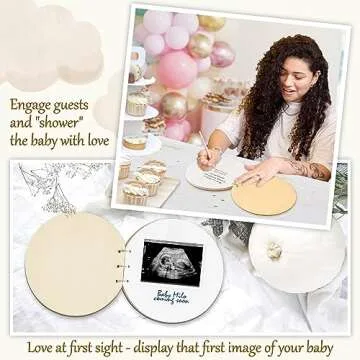 Stofinity Wooden Baby Shower Guest Book Alternatives for Girl - Welcome Baby Shower Sign in Guest Book for Boy, Blank Baby Shower Book Guest, Baby Shower Games Guestbook Keepsake Memory Book