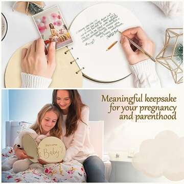 Stofinity Wooden Baby Shower Guest Book Alternatives for Girl - Welcome Baby Shower Sign in Guest Book for Boy, Blank Baby Shower Book Guest, Baby Shower Games Guestbook Keepsake Memory Book