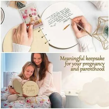 Stofinity Wooden Baby Shower Guest Book Alternatives for Girl - Welcome Baby Shower Sign in Guest Book for Boy, Blank Baby Shower Book Guest, Baby Shower Games Guestbook Keepsake Memory Book