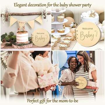 Stofinity Wooden Baby Shower Guest Book Alternatives for Girl - Welcome Baby Shower Sign in Guest Book for Boy, Blank Baby Shower Book Guest, Baby Shower Games Guestbook Keepsake Memory Book