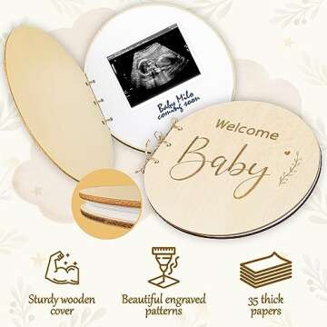 Stofinity Wooden Baby Shower Guest Book Alternatives for Girl - Welcome Baby Shower Sign in Guest Book for Boy, Blank Baby Shower Book Guest, Baby Shower Games Guestbook Keepsake Memory Book