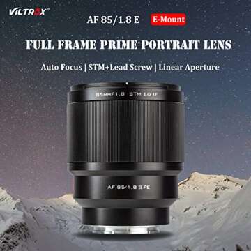 VILTROX 85mm f/1.8 F1.8 Mark II Full-Frame E-Mount Camera Lens Support AF Auto Focus for Sony A7II A...
