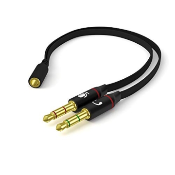 D & K Exclusives Headphone Splitter for Computer 3.5mm Female to 2 Dual 3.5mm Male Mic Audio Y Splitter Cable Smartphone Headset to PC Adapter