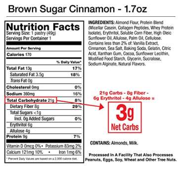 Legendary Foods Tasty Pastries | Low Carb Keto Breakfast | No Added Sugar | Balanced Keto Snacks to Go | Gluten Free | Just Pop in the Microwave! (Brown Sugar Cinnamon, 1.7oz 10 Pack)