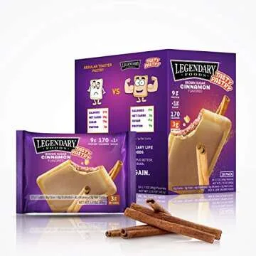 Legendary Foods Tasty Pastries | Low Carb Keto Breakfast | No Added Sugar | Balanced Keto Snacks to Go | Gluten Free | Just Pop in the Microwave! (Brown Sugar Cinnamon, 1.7oz 10 Pack)