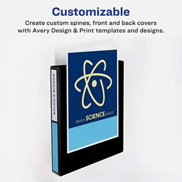 Avery Heavy-Duty View 3 Ring Binder, 1" One Touch Slant Rings, Holds 8.5" x 11" Paper, 1 Black Binder (05300)