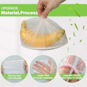 Uponer 3rd Upgraded Plastic Bowl Covers, 100PCS Bowl Covers for Bread Proofing, 3 Sizes Plastic Covers for Bowls with Elastic, Food Grade Safe Material Food Covers, Bowl Covers Elastic