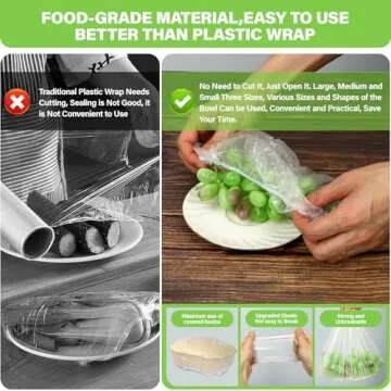 Uponer 3rd Upgraded Plastic Bowl Covers, 100PCS Bowl Covers for Bread Proofing, 3 Sizes Plastic Covers for Bowls with Elastic, Food Grade Safe Material Food Covers, Bowl Covers Elastic