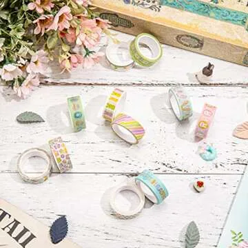 Whaline 12 Rolls Happy Easter Washi Tape Colorful Spring Flower Masking Tape Easter Rabbit Bunny Egg Pattern Decorative Paper Sticker for Easter Birthday Holiday Scrapbook DIY Craft Gift Wrapping