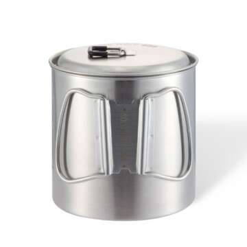 Solo Stove Solo Pot 900 - Lightweight Stainless Steel Backpacking Pot | Boil Water Quickly | Volume Markings and Pour Spout