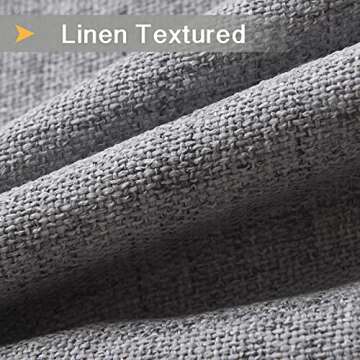 Rose Home Fashion 100% Grey Linen Blackout Curtains 84 Inch Length 2 Panels Set Linen Textured Look Drapes with Blackout Liner, Curtains for Living Room/Farmhouse, Burlap Curtains - (50x84 Grey)