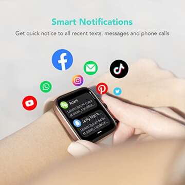 SKG Smart Watch for Women, Fitness Tracker with 5ATM Swimming Waterproof, Sleep Monitor, 1.7'' Touch Screen Smartwatch Fitness Watch for Android-iPhone iOS,V7 Pink