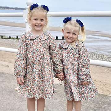 Balatale Toddler Girls Dress Long Sleeve Floral Dress for Little Girls Fall Winter Vintage Toddler D...