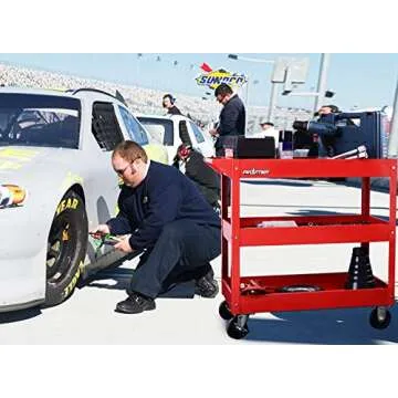 Service Tool Cart Tool Organizers - New Design in 2018, Easy to Assembly, 4 castors for Move, Most Stable for DIY Working, Garage Storage Roller cart, Dollies 3 trays Red color