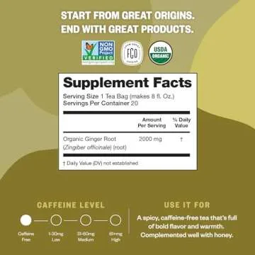 FGO Organic Ginger Tea - 100 Eco-Conscious Bags