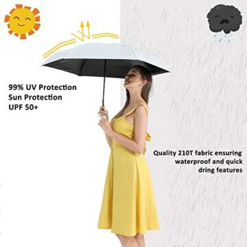 BAODINI Travel Mini Umbrella for Purse With Case-Small Compact UV Umbrella Protection Sun-Lightweight Tiny Pocket Umbrella with Case for Women, Girls