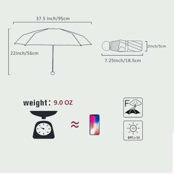 BAODINI Travel Mini Umbrella for Purse With Case-Small Compact UV Umbrella Protection Sun-Lightweight Tiny Pocket Umbrella with Case for Women, Girls