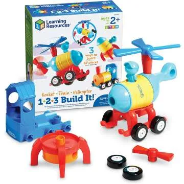 1-2-3 Build It! Rocket Train Helicopter for Toddlers