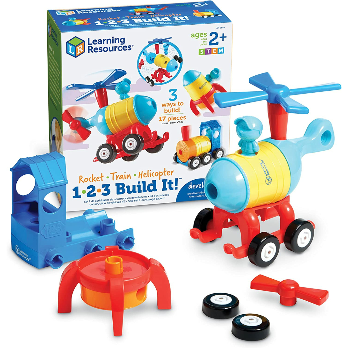 1-2-3 Build It! Rocket Train Helicopter for Toddlers