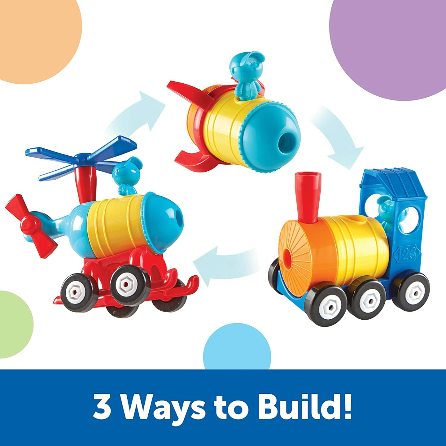 1-2-3 Build It! Rocket Train Helicopter for Toddlers