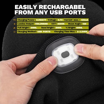 VIBELITE LED Beanie Hat with Adjustable Light