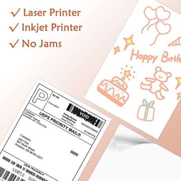 Shipping Address Labels 50 Sheets for Inkjet & Laser Printers
