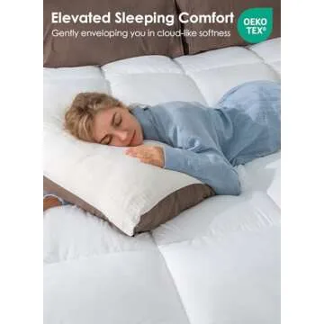 QUEEN ROSE Mattress Topper Queen, Extra Soft Pillow Top Mattress Topper Queen for Firm Bed, Thick Baffle Box Cooling Cloud-Like Down Alternative Filled, Back Pain Relief, White