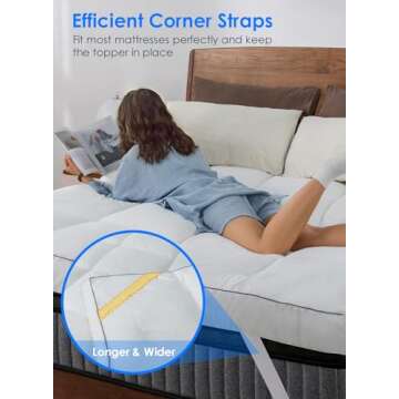 QUEEN ROSE Mattress Topper Queen, Extra Soft Pillow Top Mattress Topper Queen for Firm Bed, Thick Baffle Box Cooling Cloud-Like Down Alternative Filled, Back Pain Relief, White