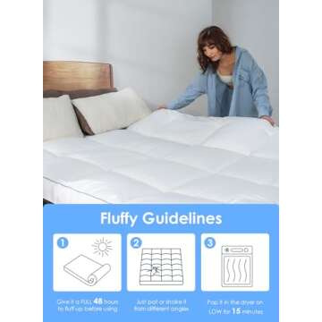 QUEEN ROSE Mattress Topper Queen, Extra Soft Pillow Top Mattress Topper Queen for Firm Bed, Thick Baffle Box Cooling Cloud-Like Down Alternative Filled, Back Pain Relief, White