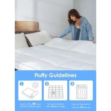 QUEEN ROSE Mattress Topper Queen, Extra Soft Pillow Top Mattress Topper Queen for Firm Bed, Thick Baffle Box Cooling Cloud-Like Down Alternative Filled, Back Pain Relief, White