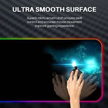 Large RGB Gaming Mouse Pad - Reawul 14 Modes Oversized Glowing Led Extended Mousepad, Anti-Slip Rubber Base and Waterproof Surface, Extra Large Soft Led Computer Keyboard Mouse Mat - 31.5 x 11.8in