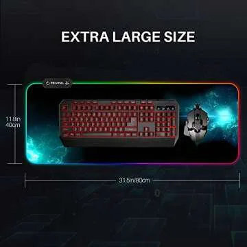 Large RGB Gaming Mouse Pad - Reawul 14 Modes Oversized Glowing Led Extended Mousepad, Anti-Slip Rubber Base and Waterproof Surface, Extra Large Soft Led Computer Keyboard Mouse Mat - 31.5 x 11.8in