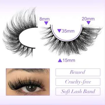ALICE Eyelashes Fox Eye Lashes Mink Faux Fluffy Natural False Eyelashes Wispy Cat Eye Lashes Pack Fake Eyelashes 7 Pairs
