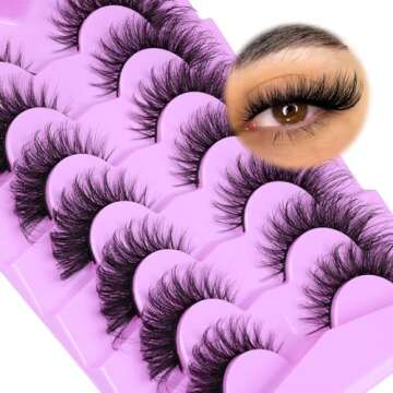 ALICE Eyelashes Fox Eye Lashes Mink Faux Fluffy Natural False Eyelashes Wispy Cat Eye Lashes Pack Fake Eyelashes 7 Pairs