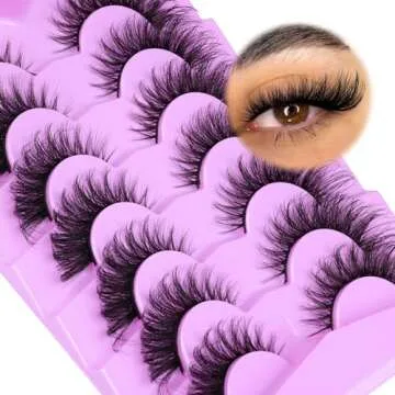 ALICE Eyelashes Fox Eye Lashes Mink Faux Fluffy Natural False Eyelashes Wispy Cat Eye Lashes Pack Fake Eyelashes 7 Pairs