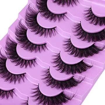 ALICE Eyelashes Fox Eye Lashes Mink Faux Fluffy Natural False Eyelashes Wispy Cat Eye Lashes Pack Fake Eyelashes 7 Pairs