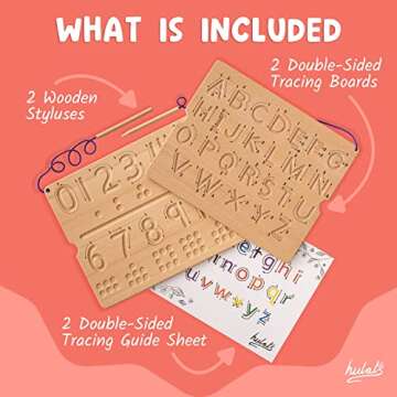 Hulats Learn to Write - Number & Letter Tracing Boards with Direction Arrows - Wooden Alphabet Learning Montessori Toys 4+ Year Old Toddler Writing Tools Beginner Preschool Classroom Must Haves