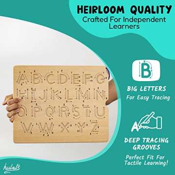 Hulats Learn to Write - Number & Letter Tracing Boards with Direction Arrows - Wooden Alphabet Learning Montessori Toys 4+ Year Old Toddler Writing Tools Beginner Preschool Classroom Must Haves