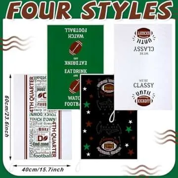 Mixweer Decorative Kitchen Towels Set of 4 Football Dish Cloths