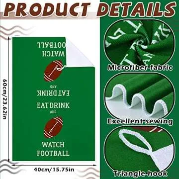 Mixweer Decorative Kitchen Towels Set of 4 Football Dish Cloths