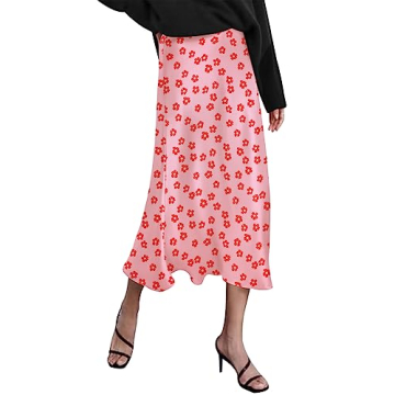 Versatile Zeagoo Womens Satin Midi Skirt - Elegant High Waist Design