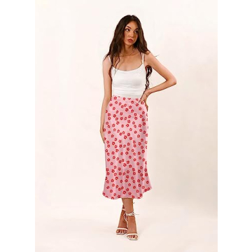 Elegant Zeagoo Women’s Silk Satin Midi Skirt for All Occasions