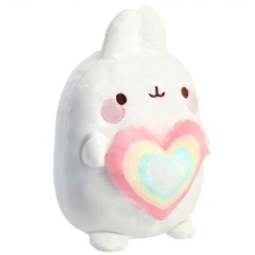 Aurora® Playful Molang Rainbow Heart Plush - Soft Fun Toy