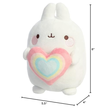 Aurora® Playful Molang Rainbow Heart Plush - Soft Fun Toy