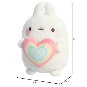 Aurora® Playful Molang Rainbow Heart Plush - Soft Fun Toy